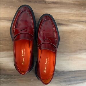 Santoni Women’s  Burgundy Loafers